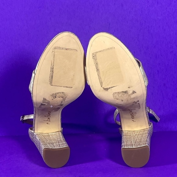 Sam Edelman Women's Metallic Gold Ankle Strap Block Heel Sandals Shoe Size 9.5 - Picture 7 of 9